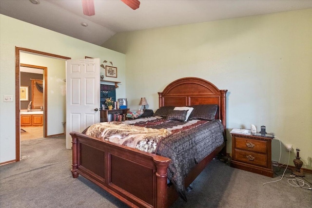 6203 County Road 1750, West Plains, MO 65775 - carpeted bedroom with vaulted ceiling, ceiling fan, and baseboards