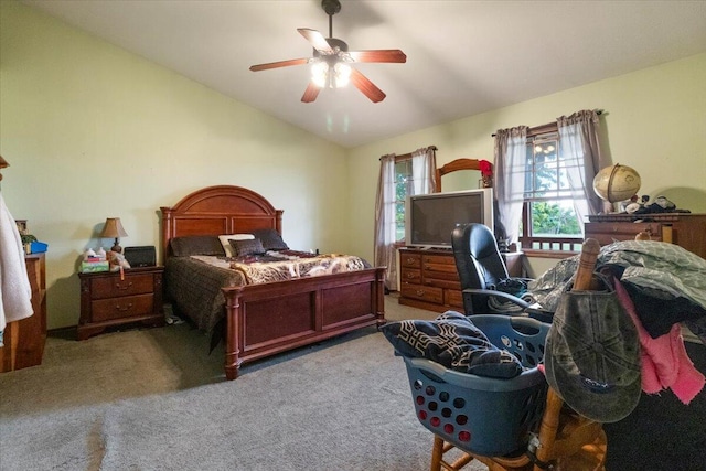 6203 County Road 1750, West Plains, MO 65775 - bedroom featuring carpet flooring, lofted ceiling, and ceiling fan