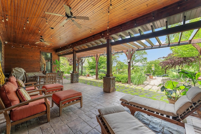 315 Buckskin Rdg, Pineville, MO 64856 - view of patio featuring ceiling fan, an outdoor living space, and outdoor dining area