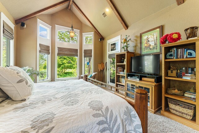 315 Buckskin Rdg, Pineville, MO 64856 - bedroom with beamed ceiling and high vaulted ceiling