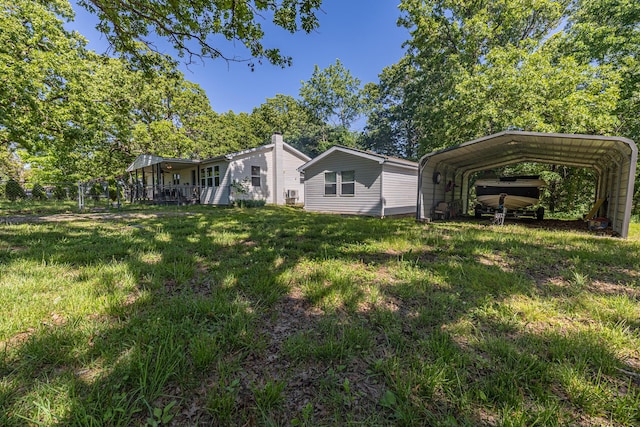 view of yard featuring a carport