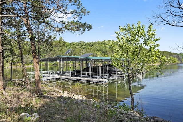 452 Rest Haven Ln, Blue Eye, MO 65611 - dock featuring a water view and a wooded view