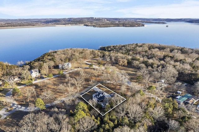 452 Rest Haven Ln, Blue Eye, MO 65611 - aerial overview of property's location featuring property boundaries highlighted and a large body of water