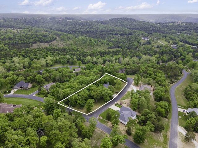 103 Dogwood Ct, Saddlebrooke, MO 65630 - aerial view of property's location with a heavily wooded area and property boundaries highlighted