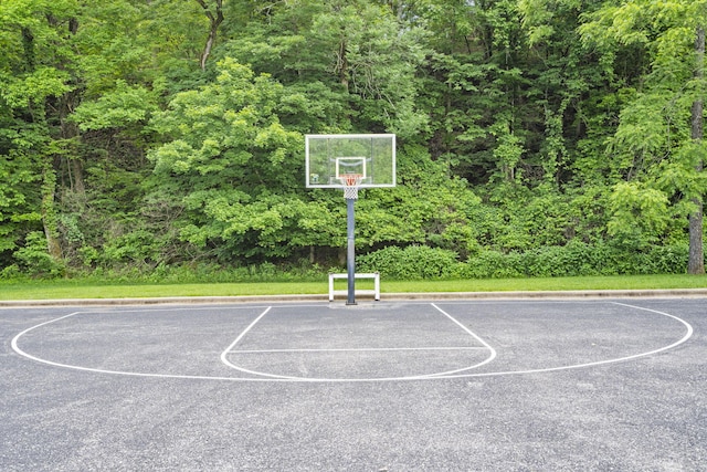 103 Dogwood Ct, Saddlebrooke, MO 65630 - view of basketball court with community basketball court and a forest view