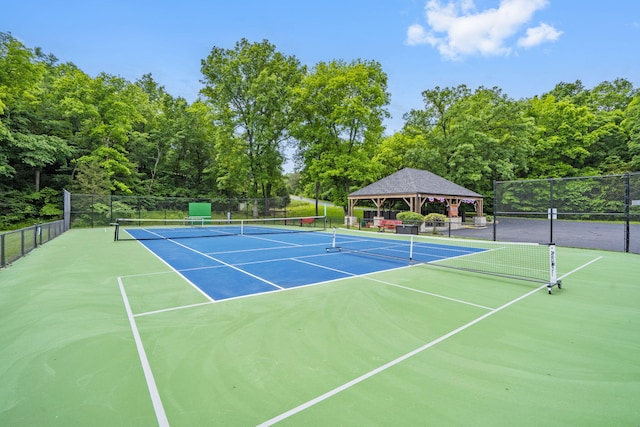 103 Dogwood Ct, Saddlebrooke, MO 65630 - view of tennis court featuring community basketball court, fence, and a gazebo