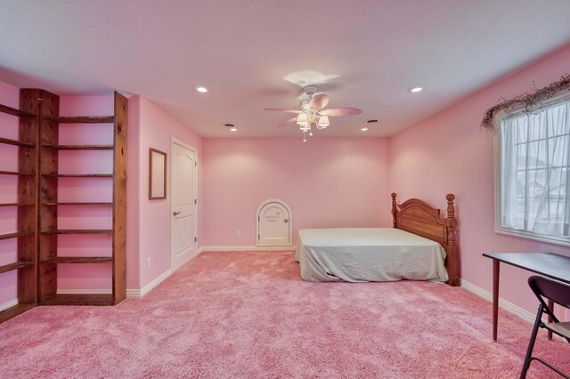 1411 N Cooper Blvd, Springfield, MO 65802 - bedroom with carpet floors, baseboards, recessed lighting, and ceiling fan