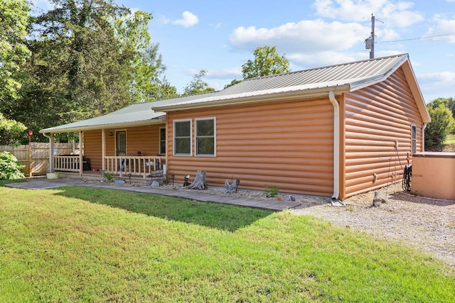 229 Grand Slam Ave, Cape Fair, MO 65624 - rear view of property featuring metal roof and log veneer siding