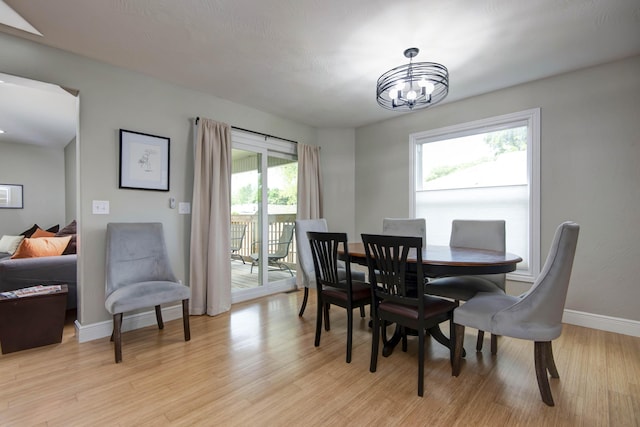 700 E Delmar St, Springfield, MO 65807 - dining room featuring light wood finished floors, baseboards, and a chandelier