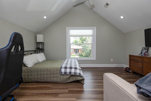 700 E Delmar St, Springfield, MO 65807 - bedroom featuring vaulted ceiling, wood finished floors, baseboards, and recessed lighting