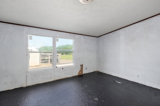 empty room with a textured ceiling