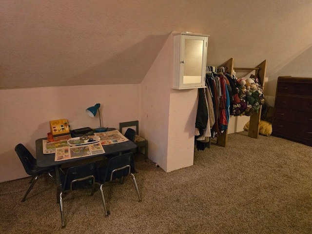 3590 County Road 7140, West Plains, MO 65775 - carpeted dining room with lofted ceiling and a textured ceiling