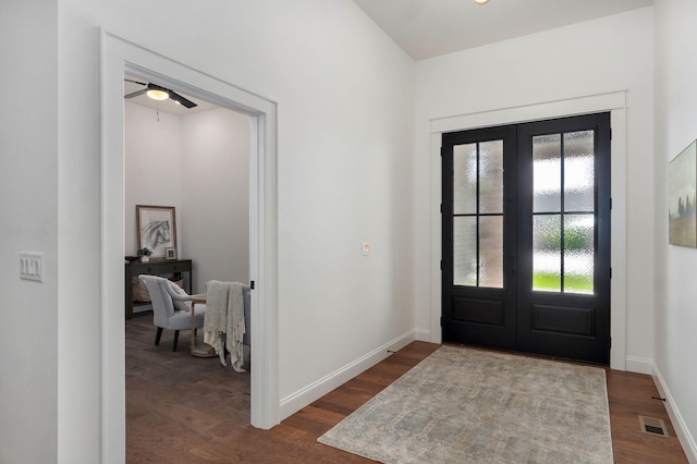 1698 N Marlowe Ave, Springfield, MO 65802 - entrance foyer featuring dark wood finished floors, french doors, and baseboards