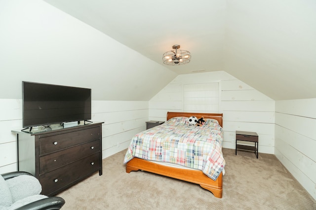 5724 E Mill St, Springfield, MO 65802 - bedroom featuring lofted ceiling, carpet, and wood walls