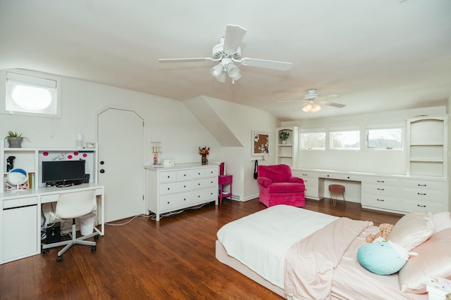 5724 E Mill St, Springfield, MO 65802 - bedroom with a desk, wood finished floors, and a ceiling fan