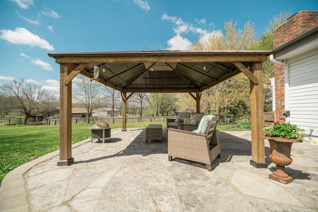 5724 E Mill St, Springfield, MO 65802 - view of patio / terrace with a gazebo and an outdoor living space with a fire pit