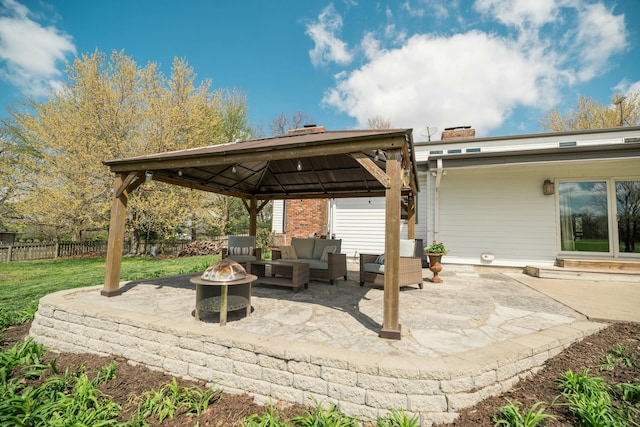 5724 E Mill St, Springfield, MO 65802 - view of patio with a gazebo and an outdoor living space with a fire pit