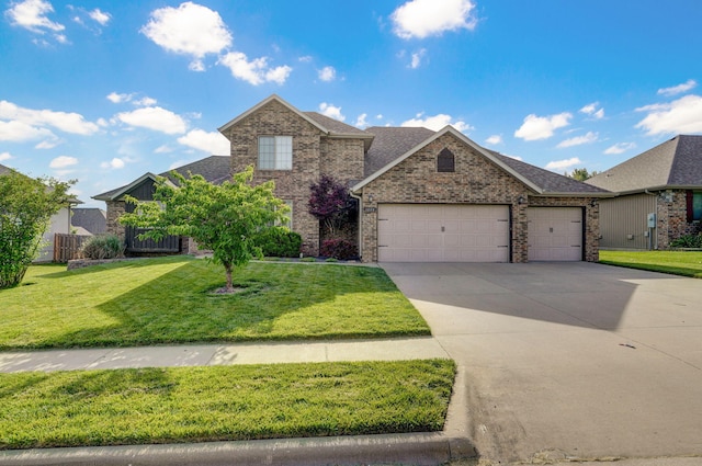 1428 S Appomattox Ave, Republic, MO 65738 - traditional home featuring a garage, concrete driveway, a front lawn, and brick siding