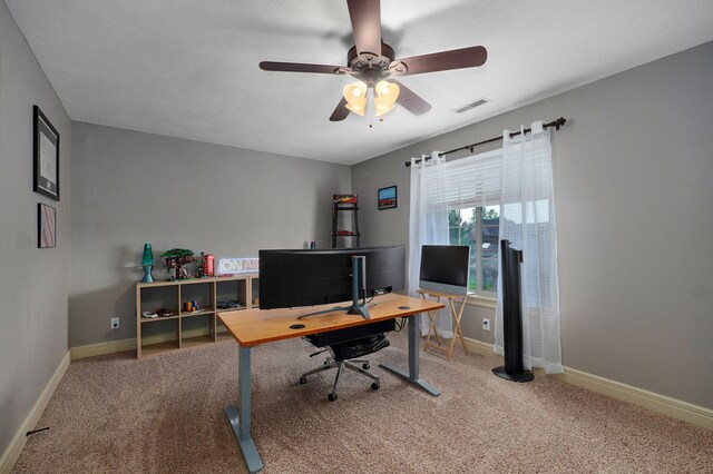 1428 S Appomattox Ave, Republic, MO 65738 - office with baseboards, carpet, and a ceiling fan