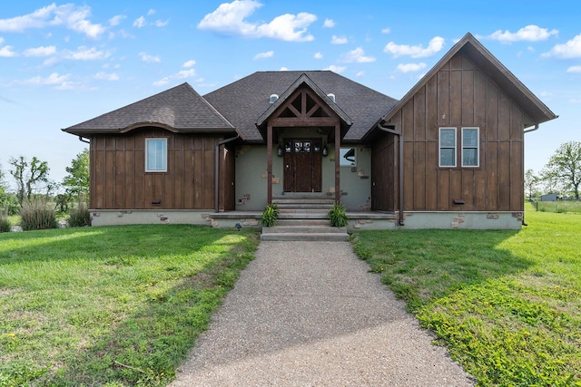 16326 Lawrence Unit 1232, Marionville, MO 65705 - view of front of house featuring a front yard, crawl space, board and batten siding, and a shingled roof
