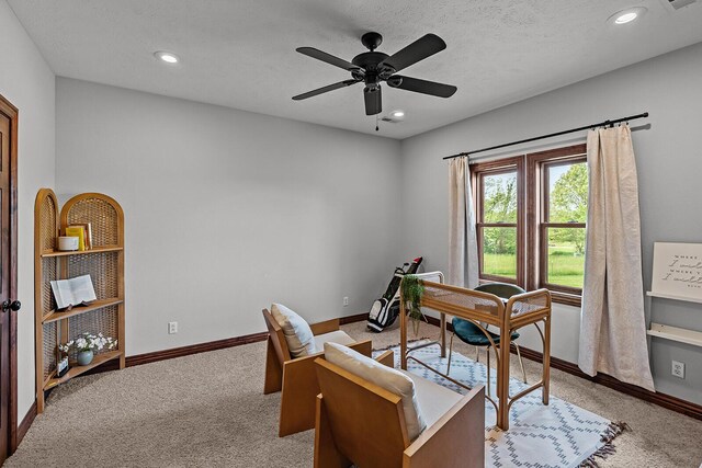 16326 Lawrence Unit 1232, Marionville, MO 65705 - office area with light carpet, baseboards, a ceiling fan, and recessed lighting