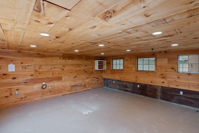 16326 Lawrence Unit 1232, Marionville, MO 65705 - empty room featuring wood ceiling, concrete floors, wooden walls, and recessed lighting