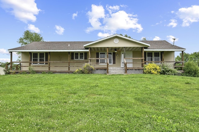 2287 N State Highway 125, Strafford, MO 65757 - view of front facade with covered porch, a front yard, and a shingled roof