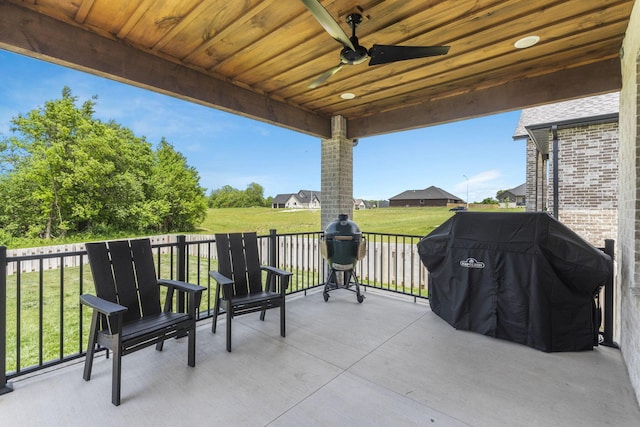 4531 E Hidden Oak St, Springfield, MO 65802 - view of patio featuring a ceiling fan and area for grilling