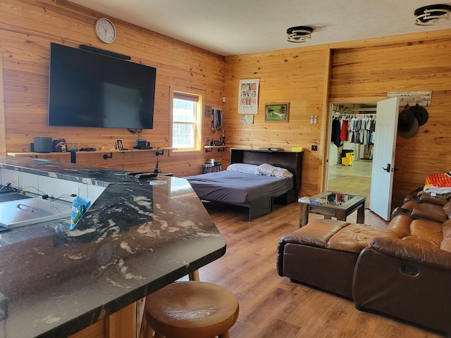 1995 Corder Pass Rd, Mansfield, MO 65704 - bedroom with wood walls, wood finished floors, and a closet