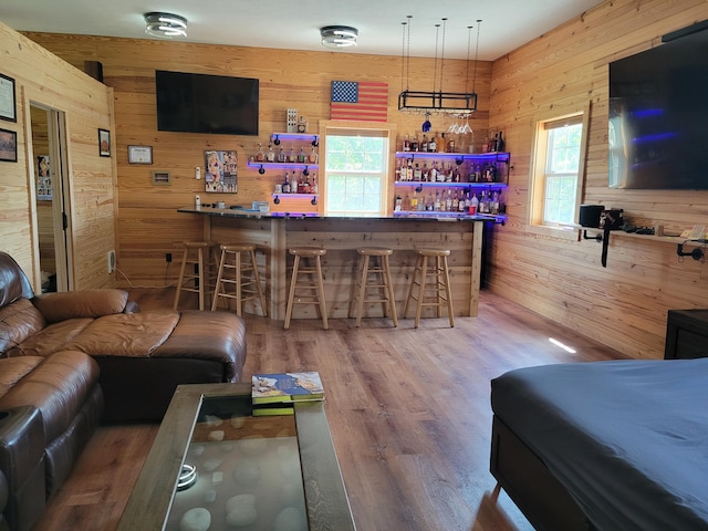 1995 Corder Pass Rd, Mansfield, MO 65704 - indoor dry bar with wood walls and wood finished floors
