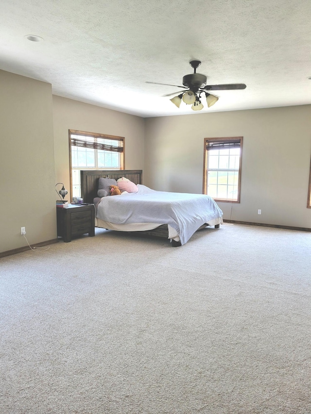 1995 Corder Pass Rd, Mansfield, MO 65704 - bedroom with carpet flooring, ceiling fan, a textured ceiling, and baseboards