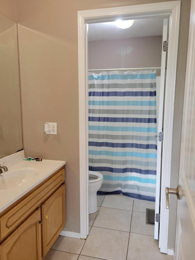 1995 Corder Pass Rd, Mansfield, MO 65704 - bathroom with tile patterned flooring, vanity, toilet, and a shower with curtain
