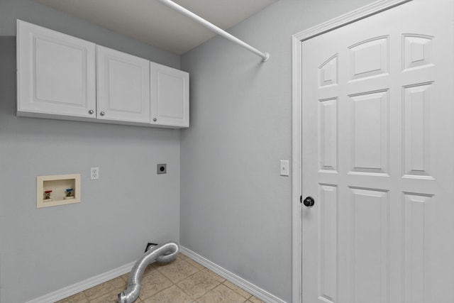 805 S Benson Pl, Nixa, MO 65714 - laundry area with electric dryer hookup, baseboards, cabinet space, and hookup for a washing machine