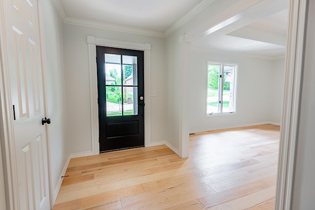1935 E Canterbury St, Springfield, MO 65804 - entryway featuring healthy amount of natural light, light wood-type flooring, ornamental molding, and baseboards