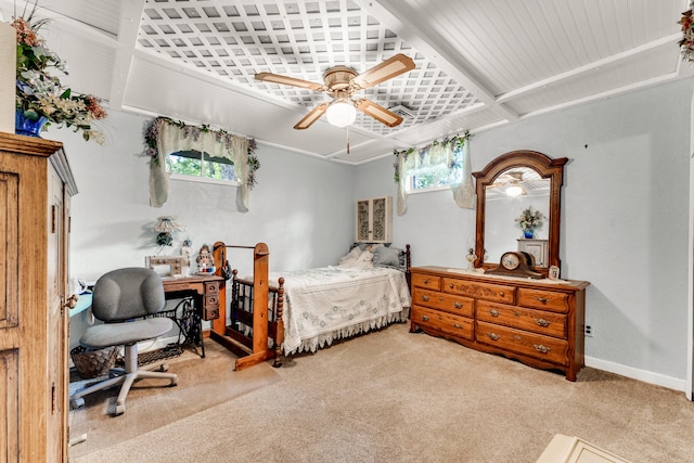 3152 Two Rivers Rd, Highlandville, MO 65669 - bedroom with carpet floors, a ceiling fan, an office area, and baseboards