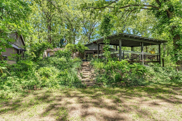 3152 Two Rivers Rd, Highlandville, MO 65669 - view of yard featuring a deck and stairs
