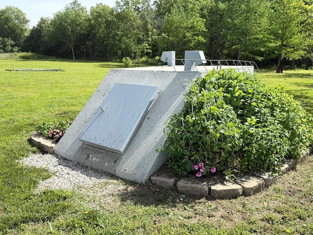 30285 E Pawhuska Rd, El Dorado Springs, MO 64744 - view of storm shelter with a lawn