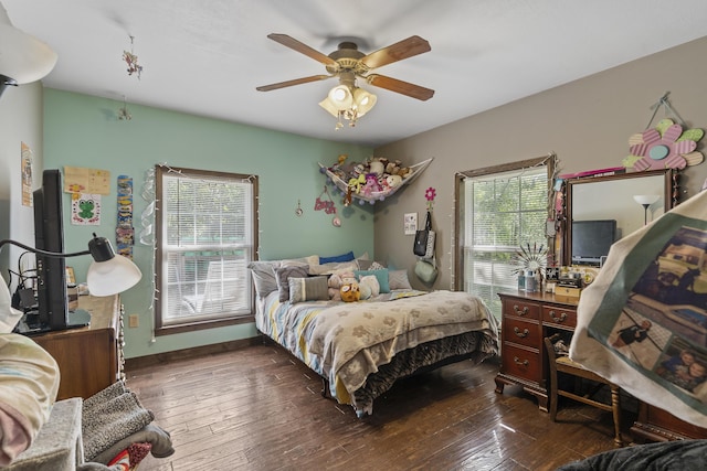 45 Stone Ridge Ct, Strafford, MO 65757 - bedroom featuring wood-type flooring, a ceiling fan, and baseboards