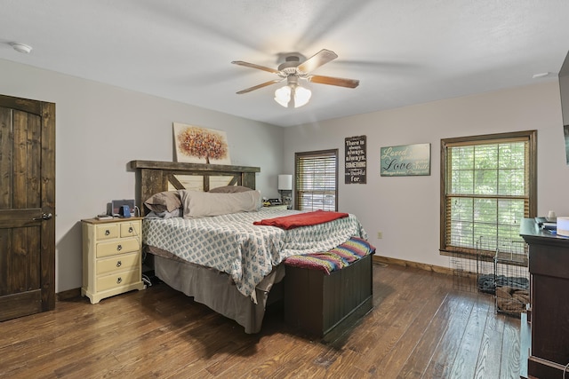45 Stone Ridge Ct, Strafford, MO 65757 - bedroom with dark wood-type flooring, baseboards, and a ceiling fan