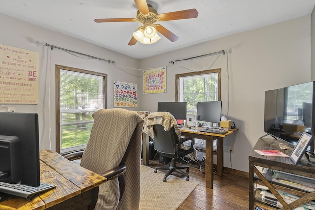 45 Stone Ridge Ct, Strafford, MO 65757 - office space featuring wood-type flooring and a ceiling fan