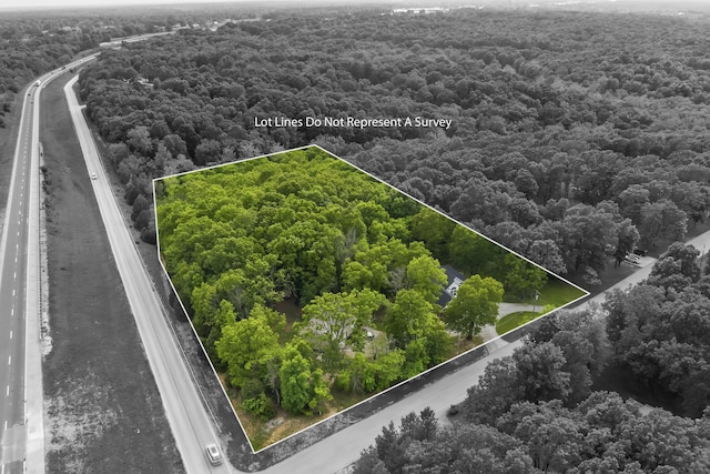 45 Stone Ridge Ct, Strafford, MO 65757 - aerial view of property and surrounding area featuring property boundaries highlighted and a main thoroughfare