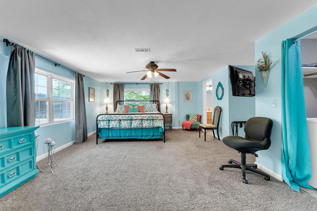 301 Lake Dr, Branson, MO 65616 - carpeted bedroom featuring multiple windows, ceiling fan, and baseboards