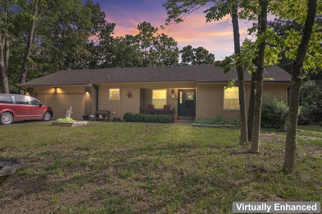 150 Meadow Ave, Branson, MO 65616 - ranch-style home featuring a front lawn, a garage, and a porch