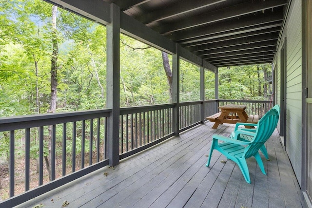 91 Moongate Dr, Osage Beach, MO 65065 - wooden terrace with a forest view
