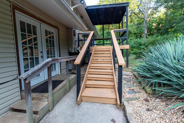 5312 S Hawthorne Dr, Springfield, MO 65804 - wooden deck with french doors and stairway