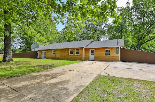 296 Lodgepole Dr, Ozark, MO 65721 - ranch-style home featuring concrete driveway, a front lawn, and french doors