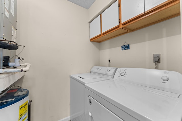 13 Treehouse Ln Unit 4, Branson, MO 65616 - laundry room featuring cabinet space, washer and clothes dryer, water heater, and baseboards