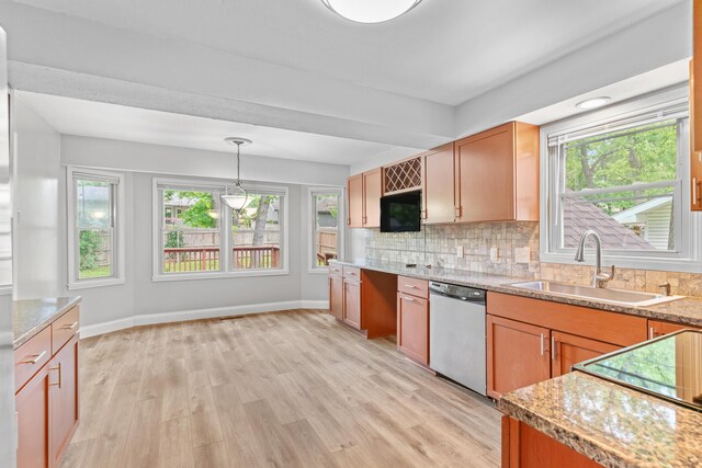 4824 S Gold Rd, Battlefield, MO 65619 - kitchen featuring dishwasher, a sink, light wood-type flooring, and healthy amount of natural light