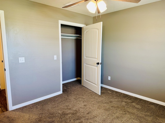 4692 S 125th Rd, Bolivar, MO 65613 - unfurnished bedroom with carpet, a closet, baseboards, and ceiling fan