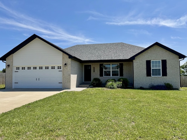 4692 S 125th Rd, Bolivar, MO 65613 - ranch-style house with driveway, an attached garage, brick siding, and roof with shingles